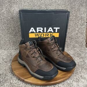Ariat Mens Terrain Steel Toe Size 10 Wide Boots Square Toe Distressed Brown NEW